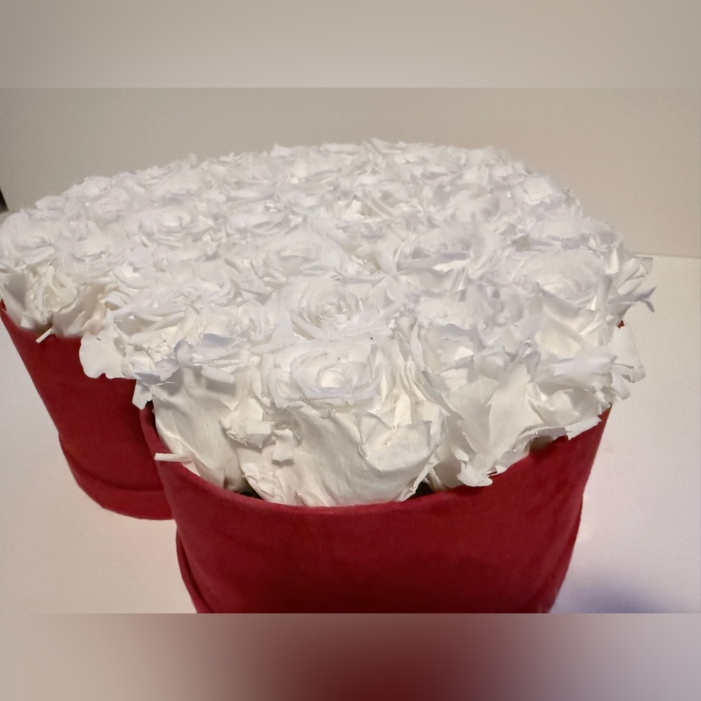Venus Et Fleur Large Heart-Shaped Box with 36 Eternity White Roses - Picture 6 of 16